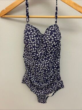 Joe Fresh Navy and White Printed One-Piece Swimsuit - Women’s Small